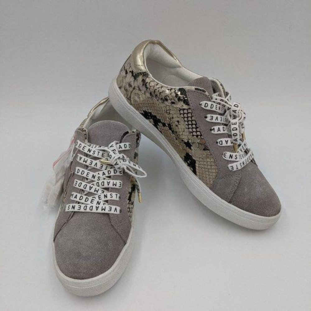 Steve Madden snake print and suede lace up sneakers